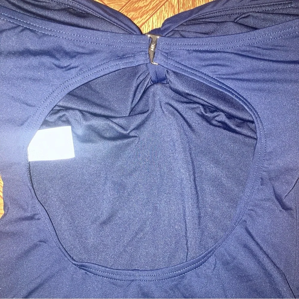 Michael Kors Womens Tie Front One Piece Swimsuit New Navy Size 4 MSRP $114 - Picture 5 of 6